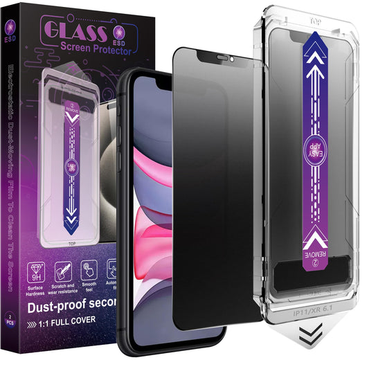 CHRYSHA 2-Pack Matte Privacy Screen Protector for iPhone 11 and iPhon XR 6.1-Inch, Auto Dust Removal, No Bubbles,Anti-Spy Tempered Glass Film, Easy Installation
