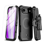 M MYBAT PRO for iPhone Air Case with Belt Clip Holster,[Compatible with Magsafe] w/Screen Protector,Anti-Drop,Shockproof,w 360°Rotating Kickstand,Heavy Duty Protection (Blue) (Black)