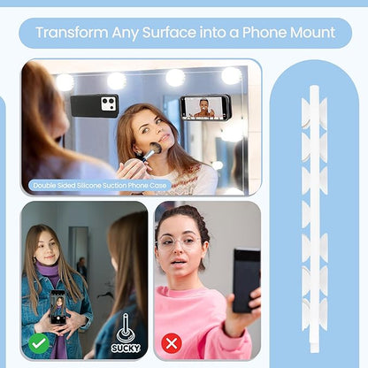 SUCKY Double Sided Suction Phone Octo Cup Buddy Mount - Anti-Slip Holder, Hands-Free Phone Accessory for iPhone and Android - Sticky Grip for Selfies, Videos - Clear