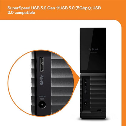 WD 24TB My Book Desktop External Hard Drive, with Password Protection and Backup Software, USB 3.2 Gen1, exFAT - WDBBGB0240HBK-NESN