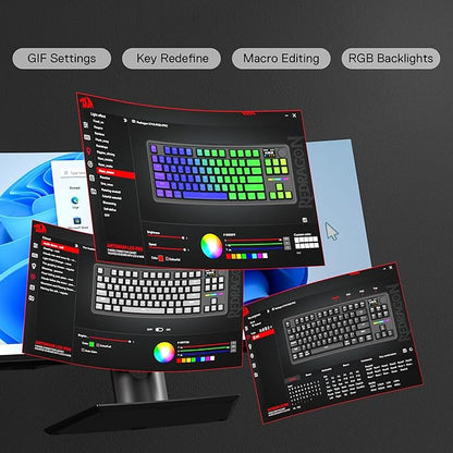 Redragon K743 PRO GB 80% Gasket RGB Gaming Keyboard w/Hype 1.14’’ TFT Screen & Knob, 84 Keys Mechanical Keyboard, 5-Layer Noise Dampening, Hot-Swap South-Facing RGB Socket, Gradient PBT Keycaps