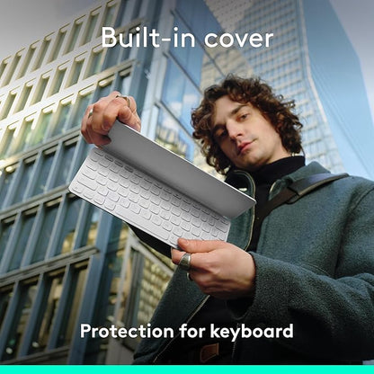Logitech Keys-to-GO 2 Portable Compact Wireless Keyboard with Built-in Cover, Slim Tablet Keyboard for iPad, iPhone, Mac, Apple TV - Pale Grey
