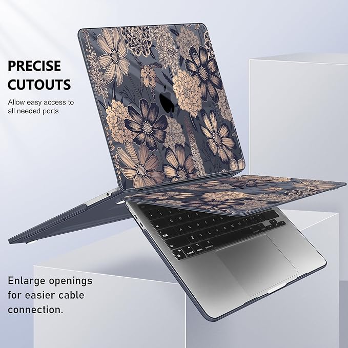 Case for MacBook Pro 13 inch with/Without Touch Bar (2016-2022, M2 A2338 M1 A2289 A2251 A2159 A1989 A1706 A1708), Hard Shell + Keyboard Cover + Dust Plug - Spring Floral