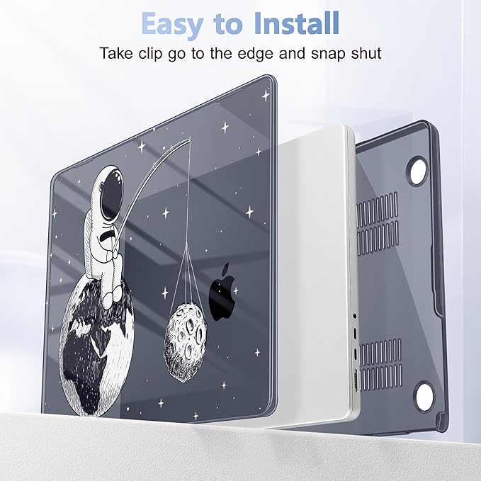 for MacBook Pro 16 inch Case 2021 2022 2023 2024 Release A3186 A3403 M4 A2991 M3 A2780 M2 A2485 M1 Pro/Max, Hard Shell Case with Screen Protector & Keyboard Cover, Astronaut Enjoy