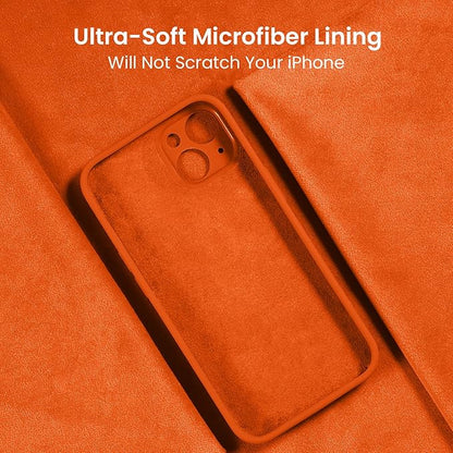 FireNova Designed for iPhone 15 Case, Silicone Upgraded [Camera Protection] Phone Case with [2 Screen Protectors], Soft Anti-Scratch Microfiber Lining Inside, 6.1 inch, Neon Orange