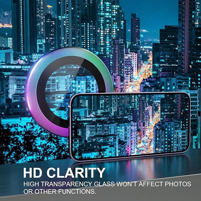 Choiche [3+1 for iPhone 14 Pro/iPhone 14 Pro Max Camera Lens Protector, 9H Tempered Glass Camera Cover Screen Protector Metal Ring Decoration Accessories (Colorful)