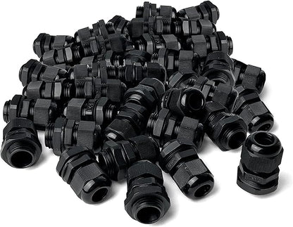 MGI SpeedWare 1/2" NPT Strain Relief Nylon Cord Grip Cable Glands, Black Plastic Grommet 5-Pack