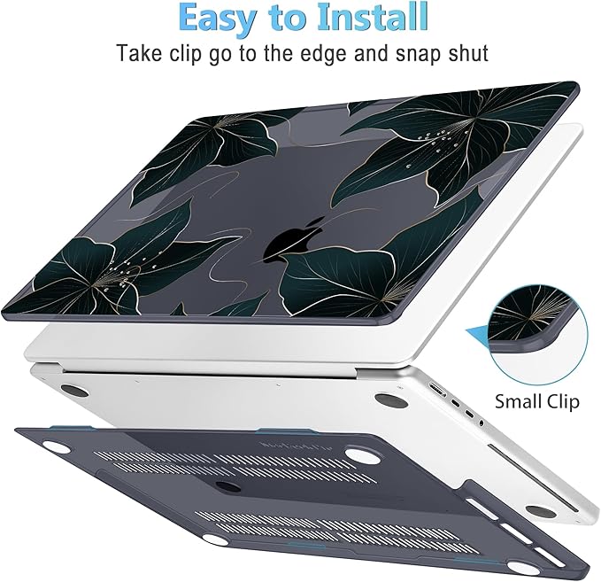 Mektron Case for MacBook Pro 16" M4 A3403 A3186 M3 A2991 M2 A2780 M1 A2485 (2021/2023/2024) Pro/Max with Touch ID, Hard Shell Plastic Laptop Cover Keyboard Cover Screen Protector, Floral C218