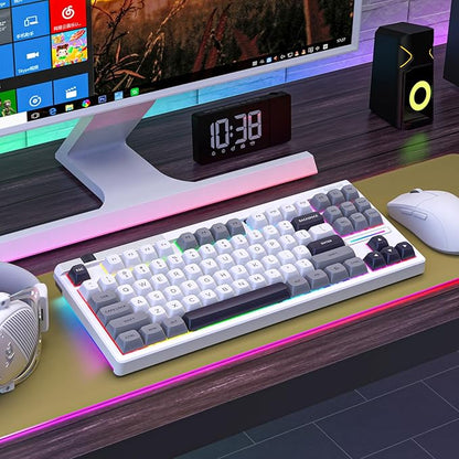 Redragon K729 PRO 80% Wireless Gasket RGB Gaming Keyboard, 3-Mode TKL Mechanical Keyboard w/Knob Control, Mix-Color PBT Keycaps, Hot-Swap South-Facing Socket & 5-Layer Dampener, Custom Silent Switch