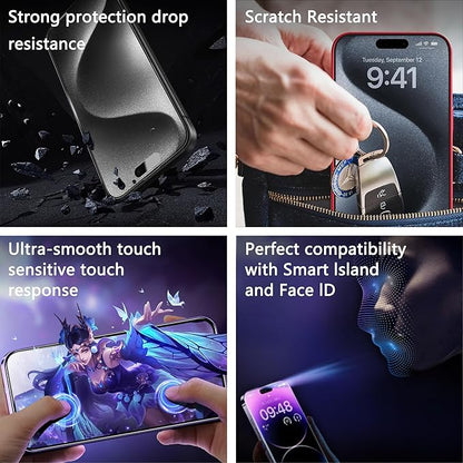 2 Pack Matte Screen Protector for iPhone 16 Pro 6.3-Inch Auto Dust Removal, No Bubbles, Tempered Glass Film, Easy Installation