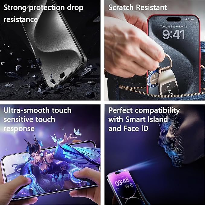 2 Pack Matte Screen Protector for iPhone 11/iPhone XR, 9H Tempered Glass, Full Coverage, Anti-Fingerprint, Auto Dust-Elimination, No Bubble, Easy Installation