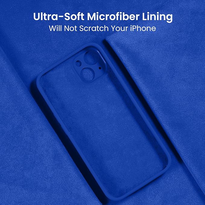 FireNova Designed for iPhone 15 Case, Silicone Upgraded [Camera Protection] Phone Case with [2 Screen Protectors], Soft Anti-Scratch Microfiber Lining Inside, 6.1 inch, Klein Blue