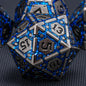 DND Metal Dice Set, Polyhedral Dice Set for RPG D&D Dice with Cracks Dungeons and Dragons Dice Set for RPG TTRPG D&D Die with Gift Case（Silver and Coloured Ink-1） for Ages 15 and Up