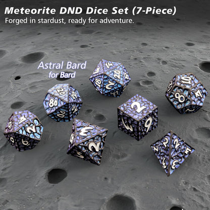 PJOY Metal DND Dice Set for Dungeons and Dragons Dice with Case Meteorite Black Blue Glitters 7PCS 16mm Role Playing Cool DND Gifts for Players D&D DM Game Masters