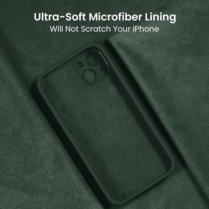 FireNova Designed for iPhone 15 Plus Case, Silicone [Camera Protection] Case with [2 Screen Protectors], Soft Anti-Scratch Microfiber Lining Inside, 6.7 inch, Alpine Green