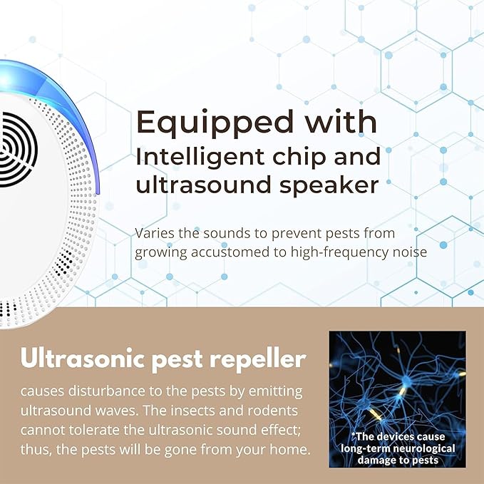 Ultrasonic Pest Repeller Mice Repellent Indoor Pest Repellent Ultrasonic Plug in, Mouse Deterrent, Pest Control for Spiders, Roaches, Insects (6 Pack)