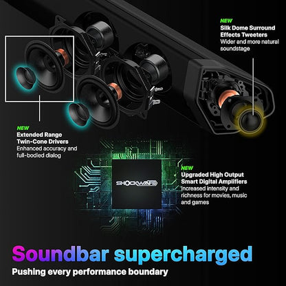 Nakamichi Shockwafe Ultra 9.2.4 Channel Dolby Atmos/DTS:X Soundbar with Dual 10" Subwoofers (Wireless), 4 Rear Surround Effects Speakers, eARC and SSE Max Technology (Flagship)