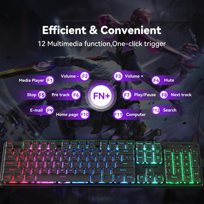 Redragon S107KS Wireless Gaming Keyboard and Mouse, RGB Backlit, 3 Mode (Wired/2.4G/BT), Up to 10,000 DPI Gaming Mouse with Software, Ultra Lightweight 65g, 25 Key Anti-Ghosting Keyboard for PC