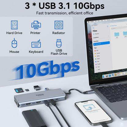 USB C Docking Station Dual Monitor, Selore 13-in-1 Triple Monitor Hub