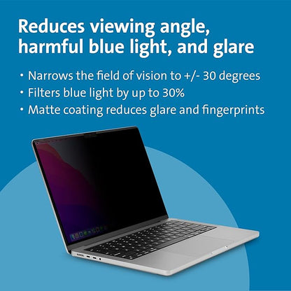 Kensington MP14 Magnetic MacBook Pro Privacy Screen for 14 inch MacBook Pro (2021-2024, M1, M2, M3, M4, Pro, Max), Removable Laptop Privacy Screen, Anti Glare Blue Light MacBook Mac Screen Protector