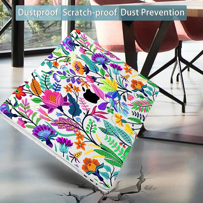 Mektron for MacBook Pro 16 inch Cover A2141 2019 2020 Release with Retina Display & Touch bar & Touch ID, Bright-Coloured Flowers Hard Case Shell Keyboard Cover Screen Protector Dust Plug