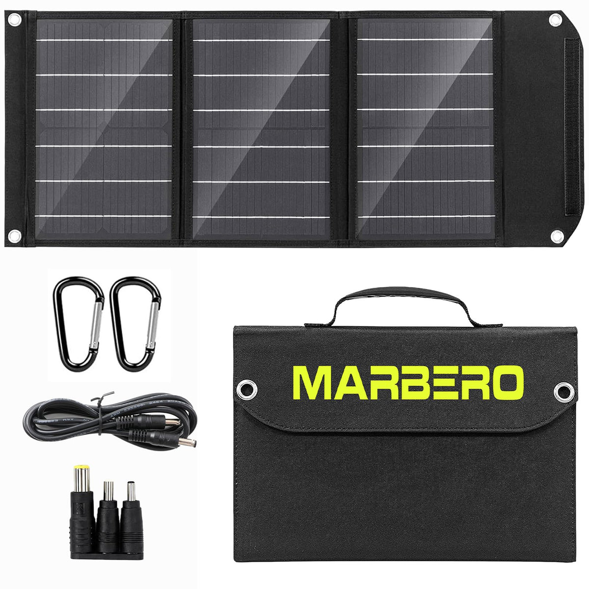MARBERO 100W Portable Solar Panel 100 Watt Foldable Solar Panel for Power Station with USB & DC 18V Output(10 Connectors) 23% Conversion Efficiency IP68 Waterproof for Camping Outdoor Home Cloudy