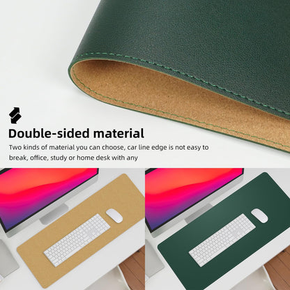 AFIING Leather Desk Pad Protector, Large Desk Mat with Natural Cork & PU Leather, Mouse Pad, Non-Slip, Waterproof Desk Writing Pad for Office and Home (Dark Green)