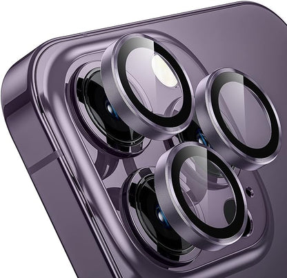 WSKEN for iPhone 14 Pro/iPhone 14 Pro Max Camera Lens Protector,[Night Shooting Mode] HD Tempered Metal Glass Camera Screen Protector Cover Film Accessories,Deep Purple