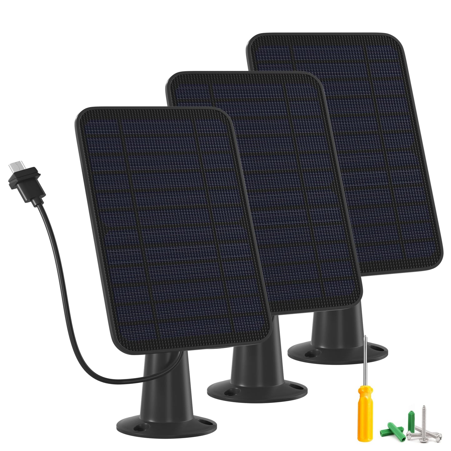5W Solar Panel Charger Compatible with Blink Outdoor/Outdoor(3rd Gen)/XT XT2 Camera, Solar Panel for Blink Camera, 13.1ft Charging Cable & Rubber Plug, IP65 Weatherproof with Secure Wall Mount, 3 Pack
