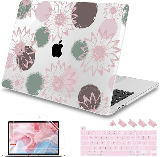 Mektron Case for MacBook Pro 16 Inch A2141 Cover 2019 Release 16" with Liquid Retina Display/Touch ID, Plastic Hard Shell with Keyboard Skin & Screen Protector & Dust Plug, Chamomile