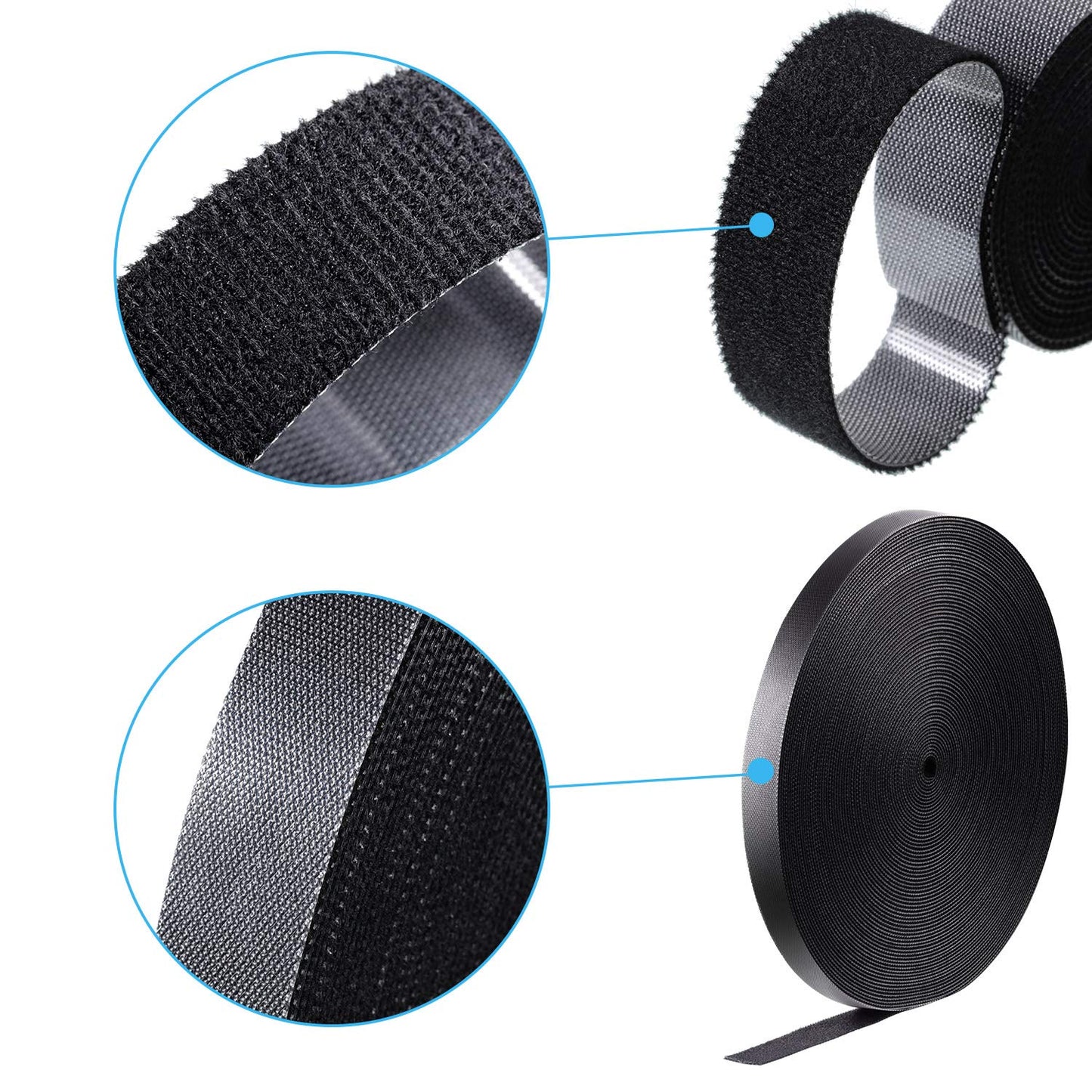 WILLBOND 3/4 Inch X 90 ft 1 Roll of Heavy Duty Industrial Hook and Loop Strap Roll, Reusable Nylon Cable Management Strap for Server Rack, Workshop, HVAC Wiring, Cable Organizer Wrap