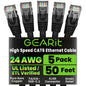 GEARit Cat6 Patch Cables Cat 6 Ethernet Cable 3 ft 5-Pack Black