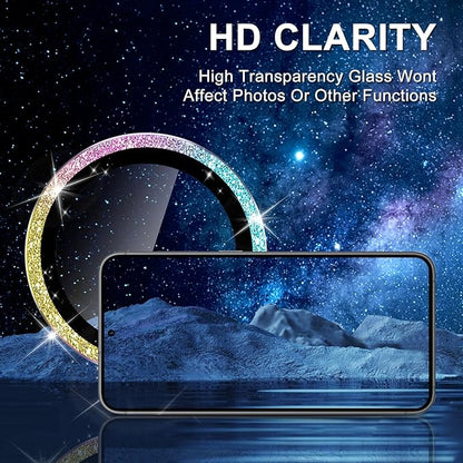 for Samsung Galaxy S23/S23 Plus Camera Lens Protector, Individual Metal Ring Tempered Glass Lens Cover, [Strong Adsorption] Scratch Resistant Ultra-Thin HD Clear Lens Cover, 1 Set-Colorful