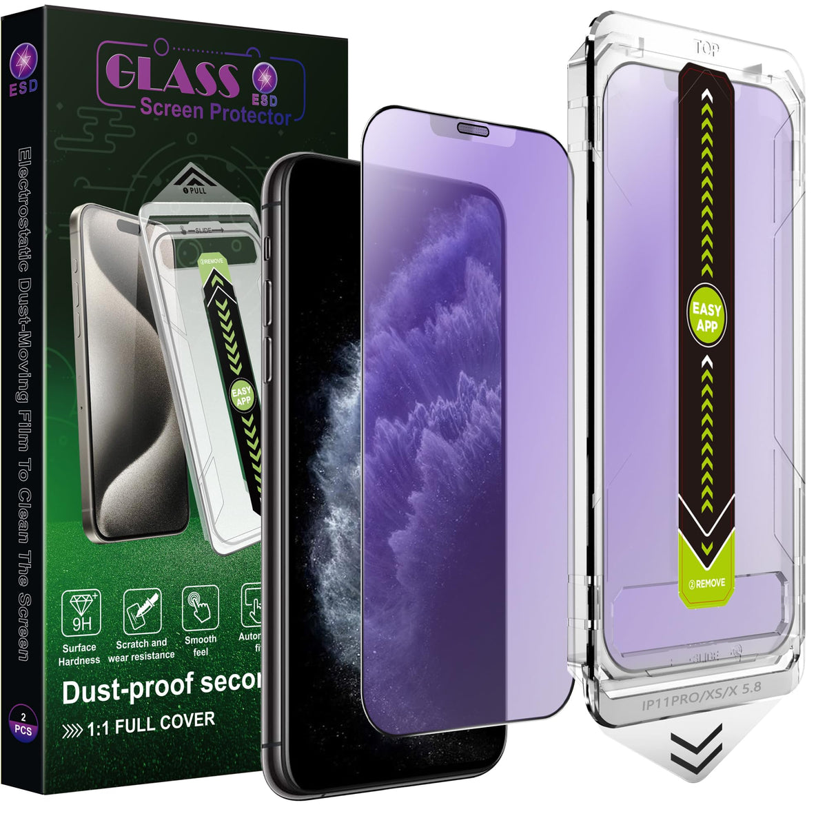 SY SHANGYAN 2 Pack Anti Blue Light Matte Screen Protector for iPhone 15 Pro (6.1-Inch),9H Tempered Glass,Anti-Glare,Full Coverage,Anti-Fingerprint,Auto Dust Removal,Bubble-Free