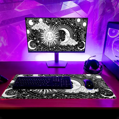 Magic Astrology Extended Big Mouse Pad Large, Gaming Mouse Pad Desk Pad,31.5x11.8 Inch Long Computer Keyboard Mouse Mat Black Mousepad with 3mm Non-Slip Base and Stitched Edge for Gaming and Office