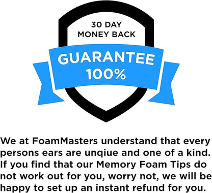 Foam Masters Memory Foam Ear Tips for AirPods Pro 1st & 2nd Gen | Comfortable | Secure | Better Noise Cancellation | Version 3.0 Replacement Buds (Small, Med, Large - 3 Pairs, Black)