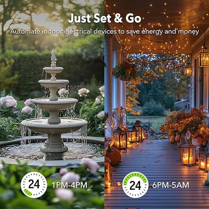 BN-LINK 24 Hour Heavy Duty Mechanical Timer, Outdoor Timer Outlet Waterproof with 30 Minutes Intervals, 2 Grounded Outlets for Christmas Lights Pool Pump,15A 1/2HP, ETL Listed(2 Pack)