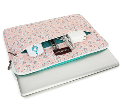 Canvaslove Pink Chrysanthemum Laptop Sleeve Case Bag with Pocket for MacBook Pro 14 inch and 14 inch-14.4 inch HP, Lenovo, Dell, ASUS, Acer Notebook Computer