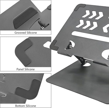Home Studio Small Desktop Mixer Stand, Aluminum Portable Folding Heat Dissipation Lift Stand, Compatible with Nektar Panorama CS12, Rode RODECaster Pro II, Tascam Mixcast 4 (Gray)