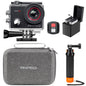 AKASO EK7000 Pro 4K30fps Action Camera with Touch Screen EIS 131ft Waterproof Underwater Camera Remote Control 5X Zoom with Helmet Accessories Kit (with 128GB MicroSD Card)