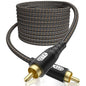 EMK RCA to RCA Subwoofer Cable – 24K Gold-Plated Connector Nylon Braided Double Shielded Audio Cable Digital&Analog Signal Support for Amplifiers Subwoofer Home Theater Hi-Fi Systems Black/25ft/8m