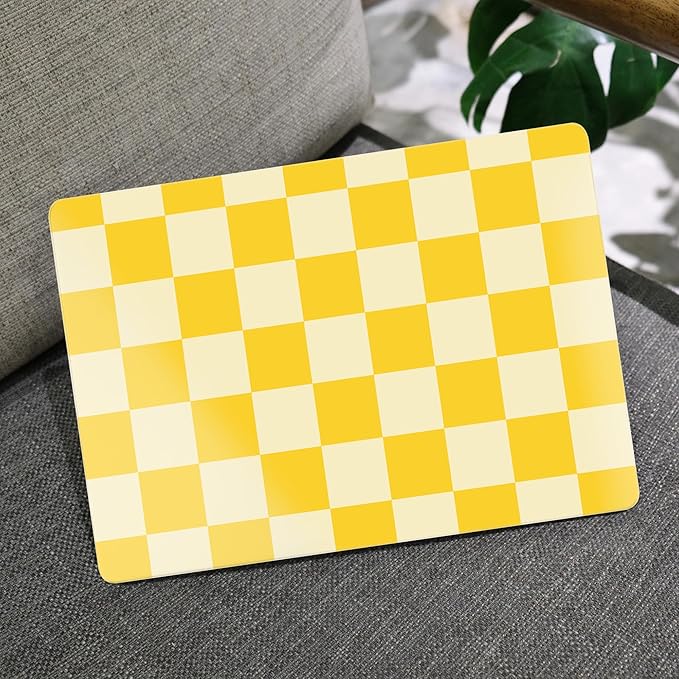 MEEgoodo Case for MacBook Air M4/M3/M2 13.6 inch 2025 2024 2022, Fit Model A3240 A3113 A2681, Compatible with MacBook Air 13 inch, Laptop Hard Shell Case with Keyboard Cover, Yellow Squares