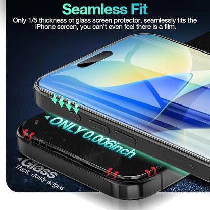3 Pack Flexible Film Screen Protector for iPhone 16, Non-breakable Soft TPU Hydrogel Film for iPhone 16 Screen Protector Film (NOT Glass)
