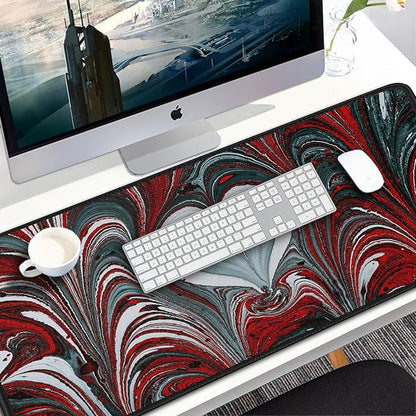 Gaming Mouse Pad, 31.5x15.7 inch Large Extended Computer Keyboard Mouse Mat, Water Resist Non-Slip Mousepad Rubber Base Long XXL Desk Mouse Pad for Work & Gaming, Office & Home, Red Heart