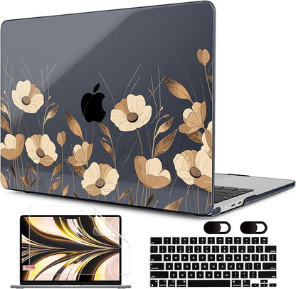 MEEgoodo Case for M4/M3/M2 MacBook Air 13.6 inch Case 2025 2024 2022, Fit Model A3240/A3113/A2681, Laptop Hard Shell with Keyboard Cover Compatible with MacBook Air 13 inch, A Bouquet Flowers