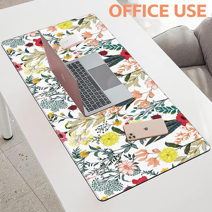 Mouse Pad Large Summer Flower Non-Slip Gaming Desk Mat with Stitched Edge Laptop Keyboard Desk Pad for Work Home Gaming (35.4 x 15.7 Inches)