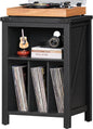 Record Player Stand with Vinyl Record Storage - Holds up to 160 Albums, Large Wooden Turntable Table, Black Cabinet Display Shelf for Living Room, Bedroom, Office