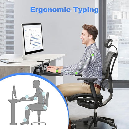 Keyboard Tray Under Desk Large C-Clamp 25.6” (30” Including Clamps) x 11.8” Slide-Out Platform Computer Drawer Pull Out Keyboard & Mouse Tray Black DSF4