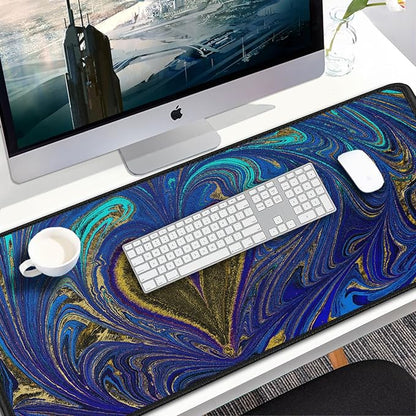 Large Mouse Pad, 31.5x15.7 inch Large Extended Computer Keyboard Mouse Mat, Water Resist Non-Slip Mousepad Rubber Base Long XXL Desk Mouse Pad for Work & Gaming, Office & Home, Blue Heart