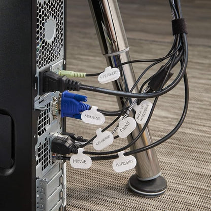 Cable Labels by Wrap-It Storage, Regular, White (36 Pack) - Write On Cord Labels, Wire Labels, Cable Tags and Wire Tags for Cable Management and Electronics, Computers. Great Stocking Stuffer